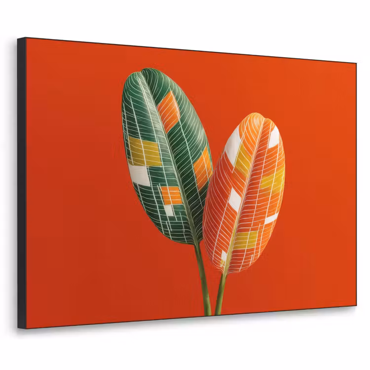 Bladeren - Ovaal - Mozaïek - Patroon Textielframe zwart klein -3d