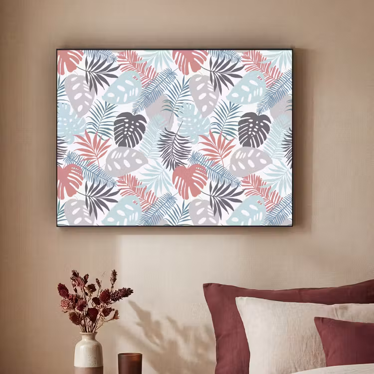 Bladeren - Pastel - Jungle Textielframe zwart klein -sfeer1