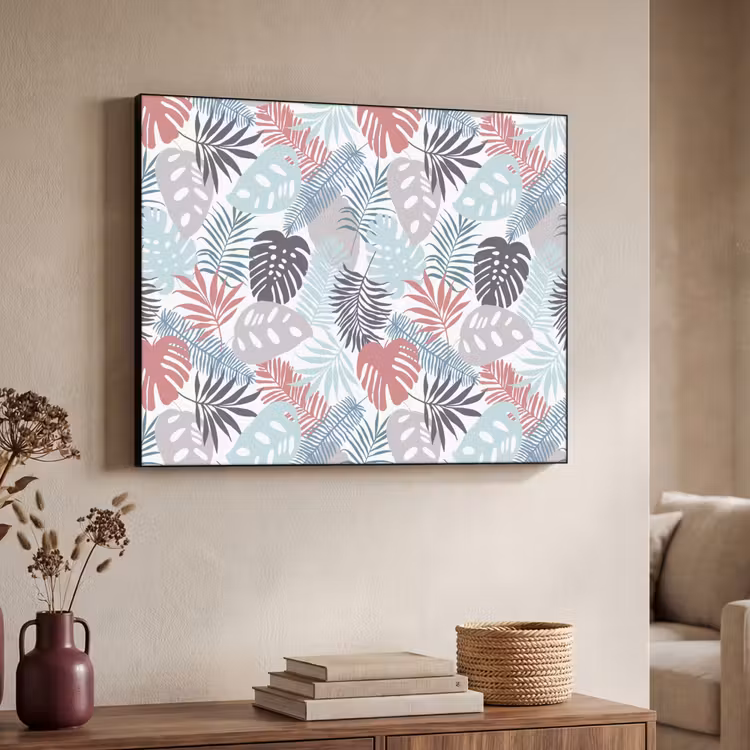 Bladeren - Pastel - Jungle Textielframe zwart klein -sfeer3