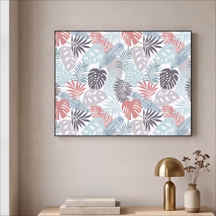 Bladeren - Pastel - Jungle Textielframe zwart klein -sfeer2