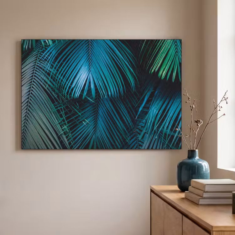 Bladeren - Tropisch - Jungle - Donkergroen Textielframe zwart klein -sfeer2