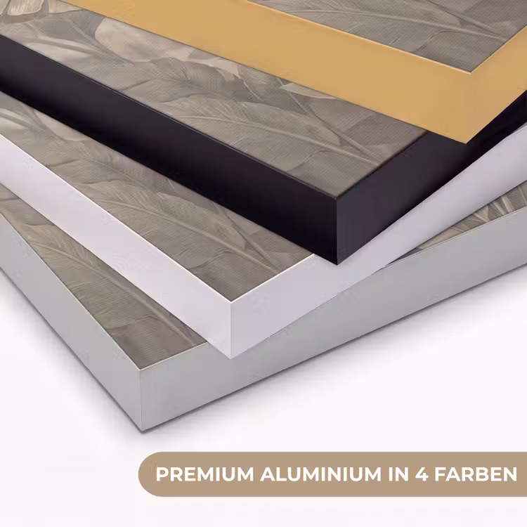 Bladeren - Tropisch - Natuur - Modern - Beige Textielframe zwart klein -USP_kleurenDE
