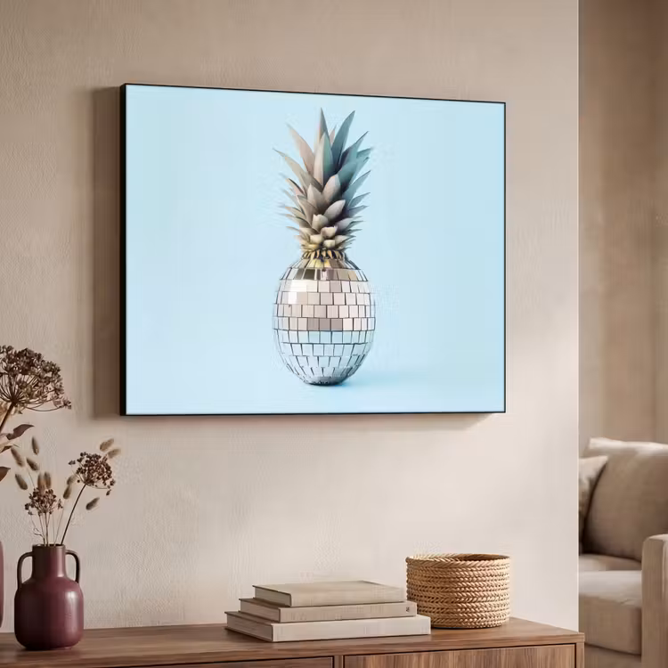 Blauw - Ananas - Disco - Discobal Textielframe - compleet frame klein -sfeer3