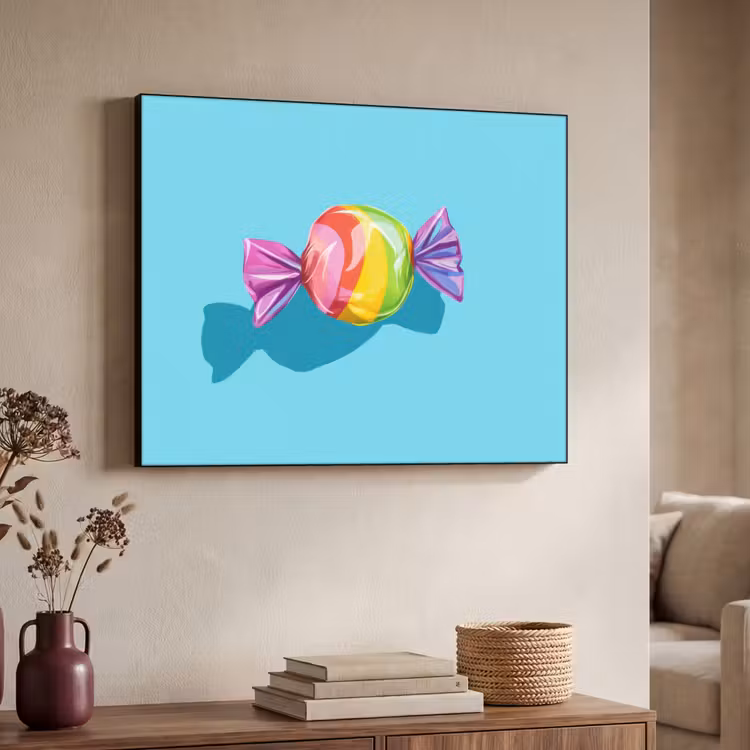 Blauw - Snoep - Regenboog Textielframe zwart klein -sfeer3