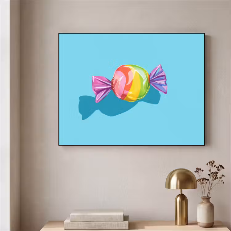 Blauw - Snoep - Regenboog Textielframe zwart klein -sfeer2