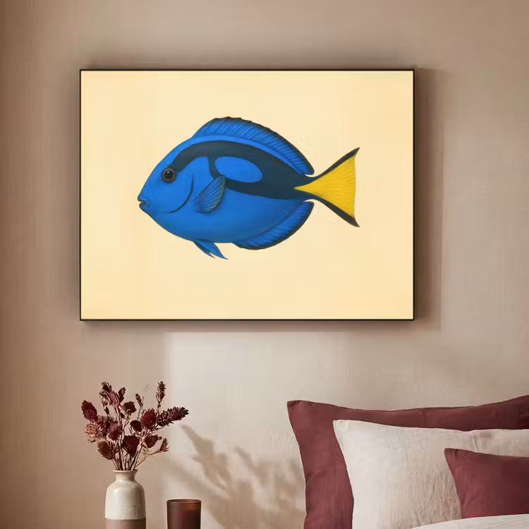 Blauw - Dory - Vis - Staartvin Textielframe - compleet frame klein -sfeer1