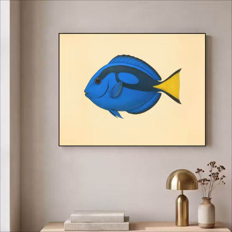 Blauw - Dory - Vis - Staartvin Textielframe - compleet frame klein -sfeer2