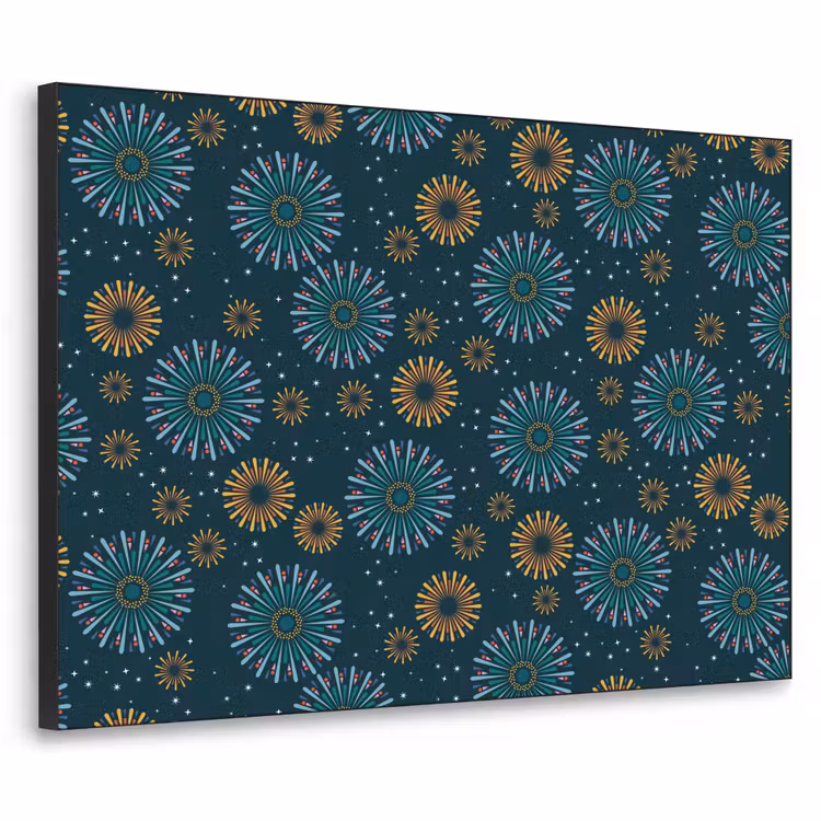 Blauw - Patroon - Retro Textielframe zwart klein 947 -3d