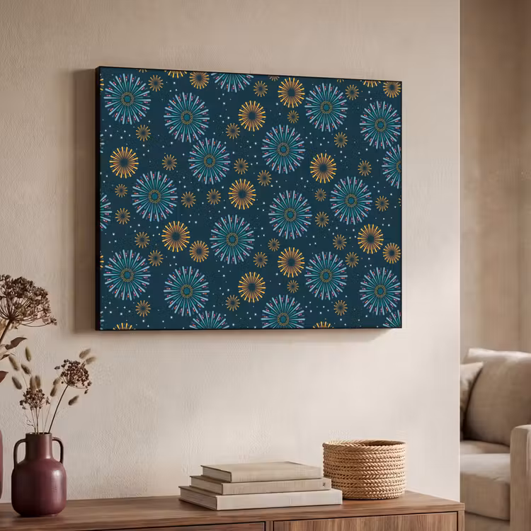 Blauw - Patroon - Retro Textielframe - compleet frame klein 947 -sfeer3