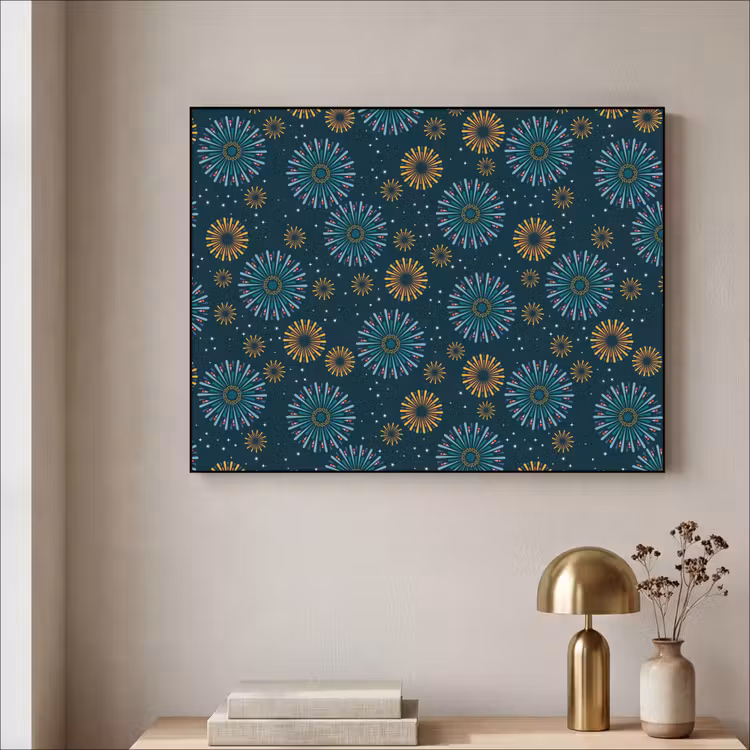 Blauw - Patroon - Retro Textielframe - compleet frame klein 947 -sfeer2