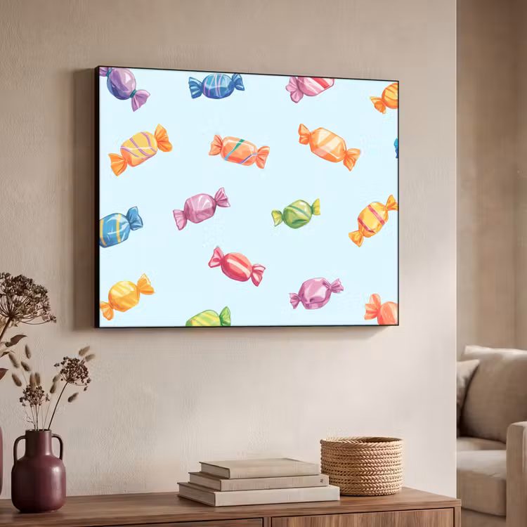 Blauw - Patroon - Snoep Textielframe - compleet frame klein -sfeer3