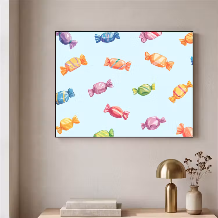 Blauw - Patroon - Snoep Textielframe - compleet frame klein -sfeer2