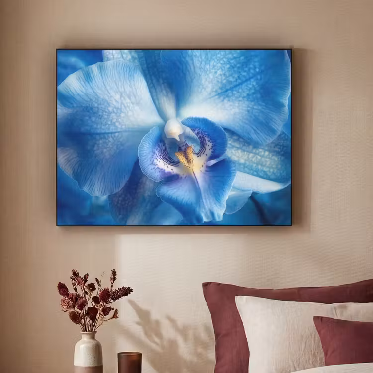 Blauw - Orchidee - Elegeant Textielframe - compleet frame klein -sfeer1