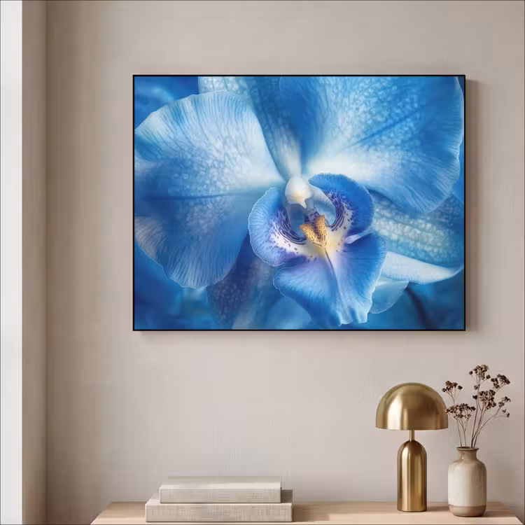 Blauw - Orchidee - Elegeant Textielframe - compleet frame klein -sfeer2
