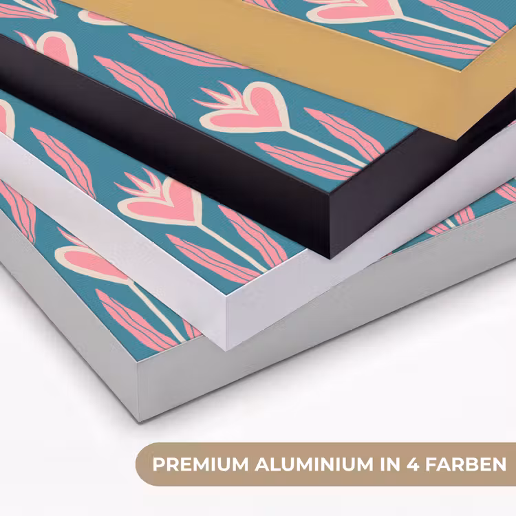 Blauw - Retro - Patroon - Hartjes Textielframe zwart klein 947 -USP_kleurenDE