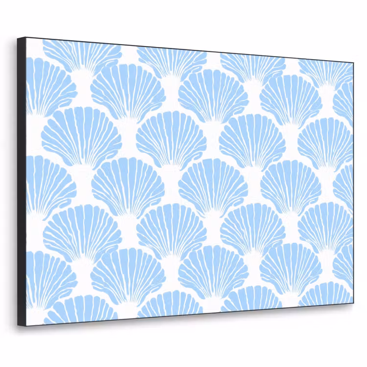 Blauw - Wit - Schelpen - Grafisch - Structuur Textielframe zwart klein 947 -3d