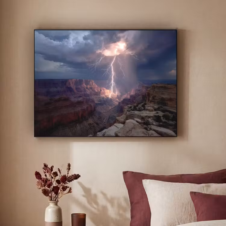 Bliksem - Wolken - Canyon Textielframe zwart klein -sfeer1