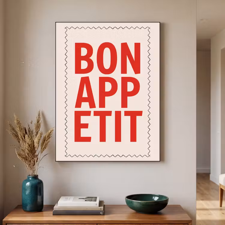 Blokletters - Rood - Kartelrand Textielframe zwart klein -sfeer1