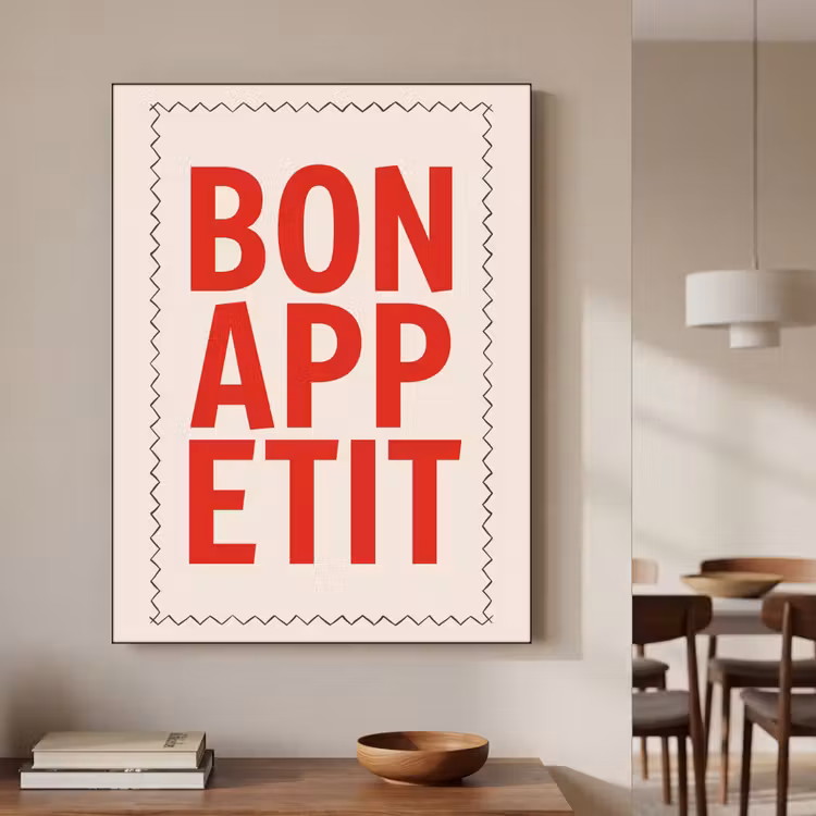 Blokletters - Rood - Kartelrand Textielframe zwart klein -sfeer2