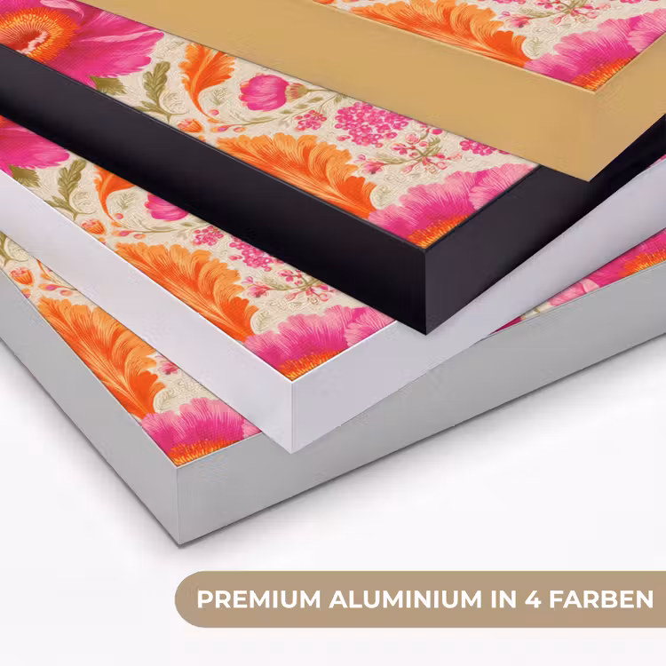 Bloemen - Barok - Roze - Oranje Textielframe zwart klein 947 -USP_kleurenDE