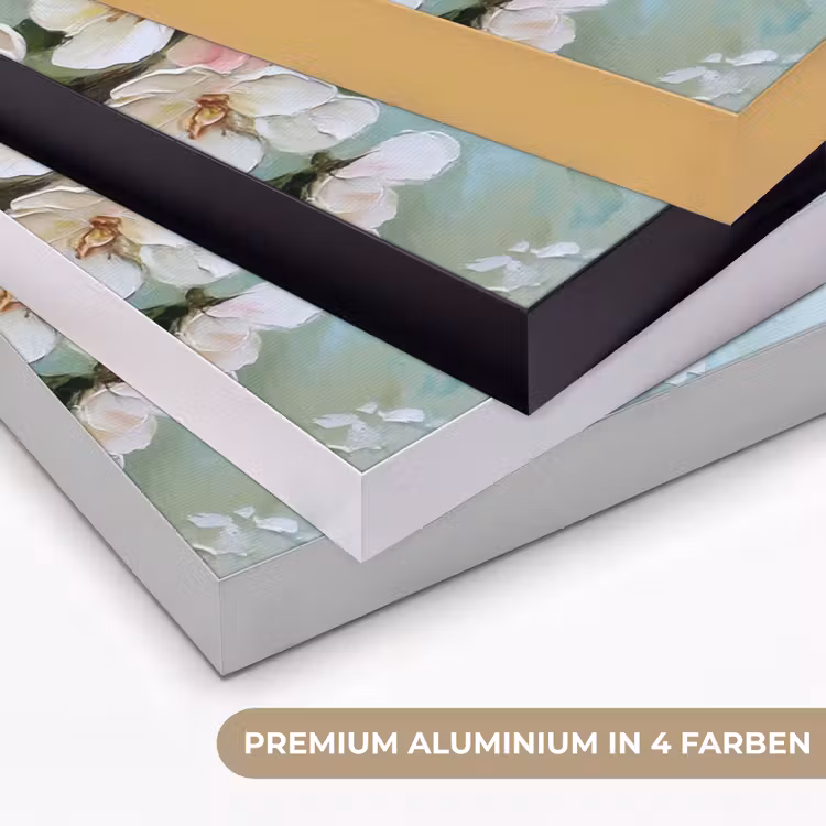 Bloesem - Bladeren - Lichtblauw Textielframe zwart klein -USP_kleurenDE