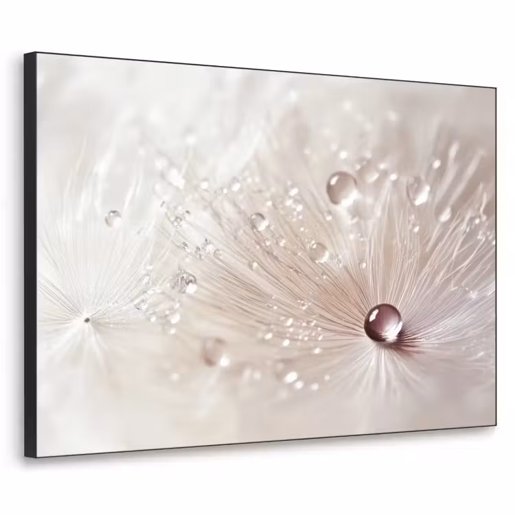 Bloem - Abstract - Wit - Water - Natuur Textielframe zwart klein -3d