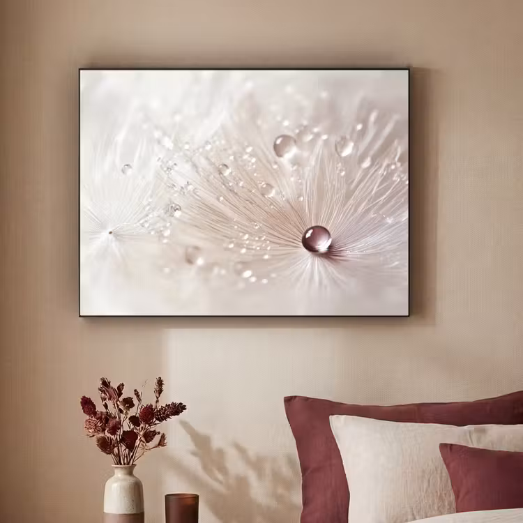 Bloem - Abstract - Wit - Water - Natuur Textielframe - compleet frame klein -sfeer1
