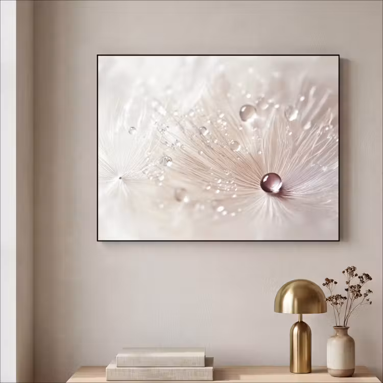Bloem - Abstract - Wit - Water - Natuur Textielframe - compleet frame klein -sfeer2