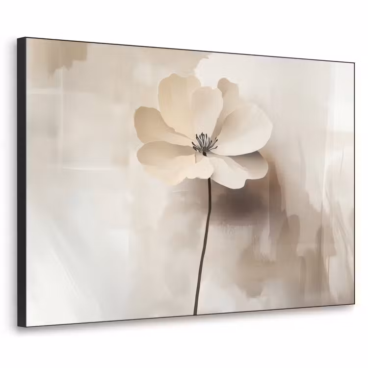 Bloem - Beige - Verf - Schaduw Textielframe - compleet frame klein -3d