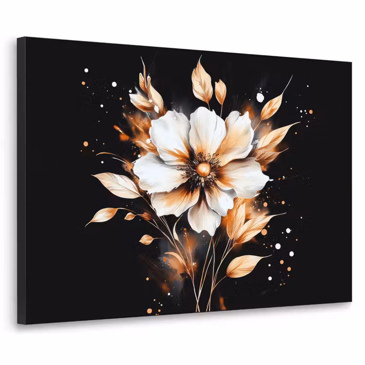 Bloem - Verf - Goud - Graffiti - Modern Textielframe - compleet frame klein -3d