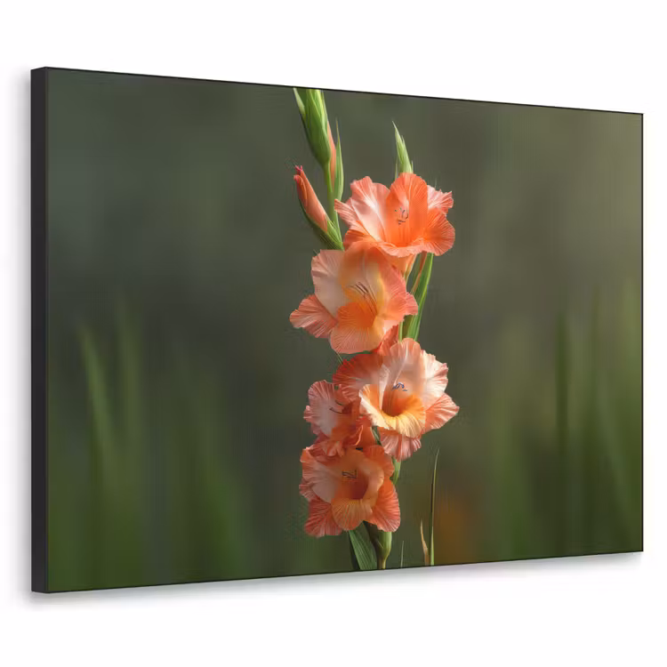 Bloem - Gladiolen - Zalmroze Textielframe - compleet frame klein -3d