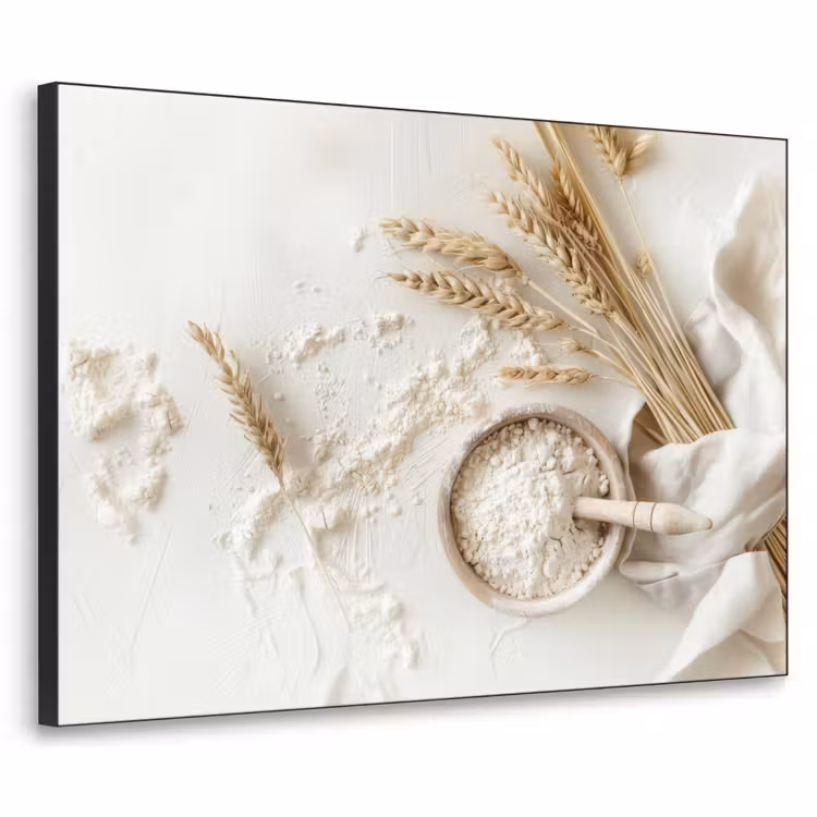 Bloem - Hout - Tarwe Textielframe - compleet frame klein -3d
