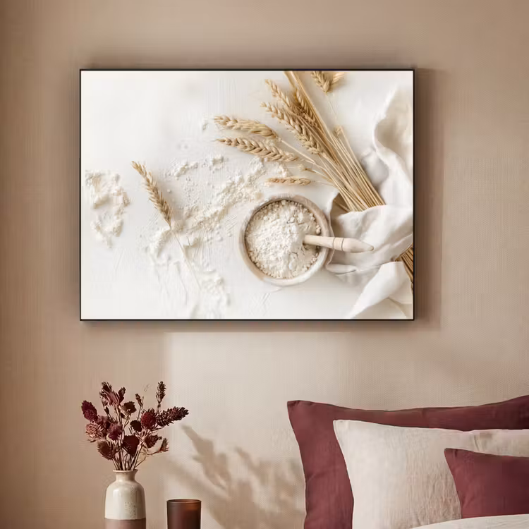Bloem - Hout - Tarwe Textielframe - compleet frame klein -sfeer1