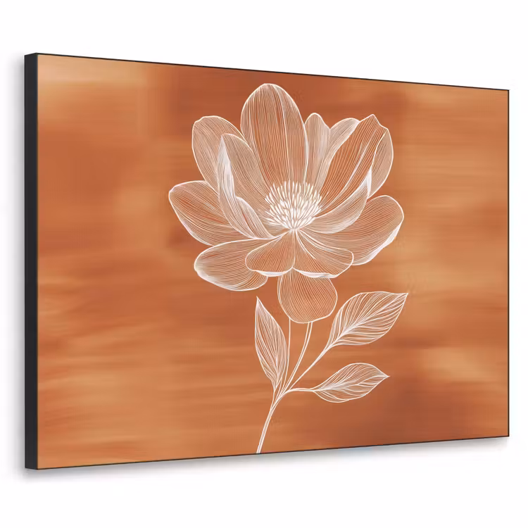 Bloem - Minimalistisch - Wit Textielframe - compleet frame klein -3d