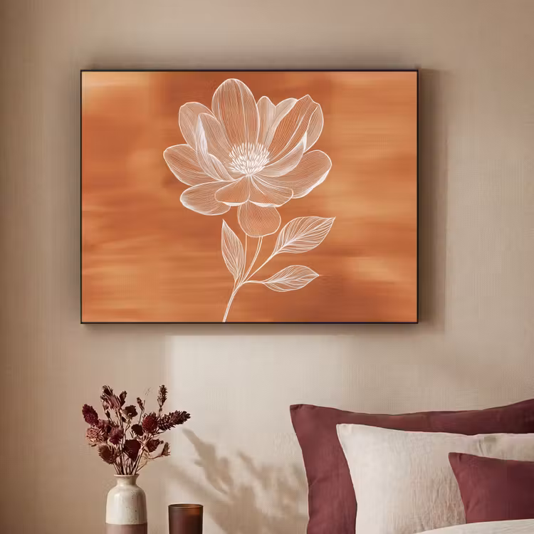 Bloem - Minimalistisch - Wit Textielframe - compleet frame klein -sfeer1