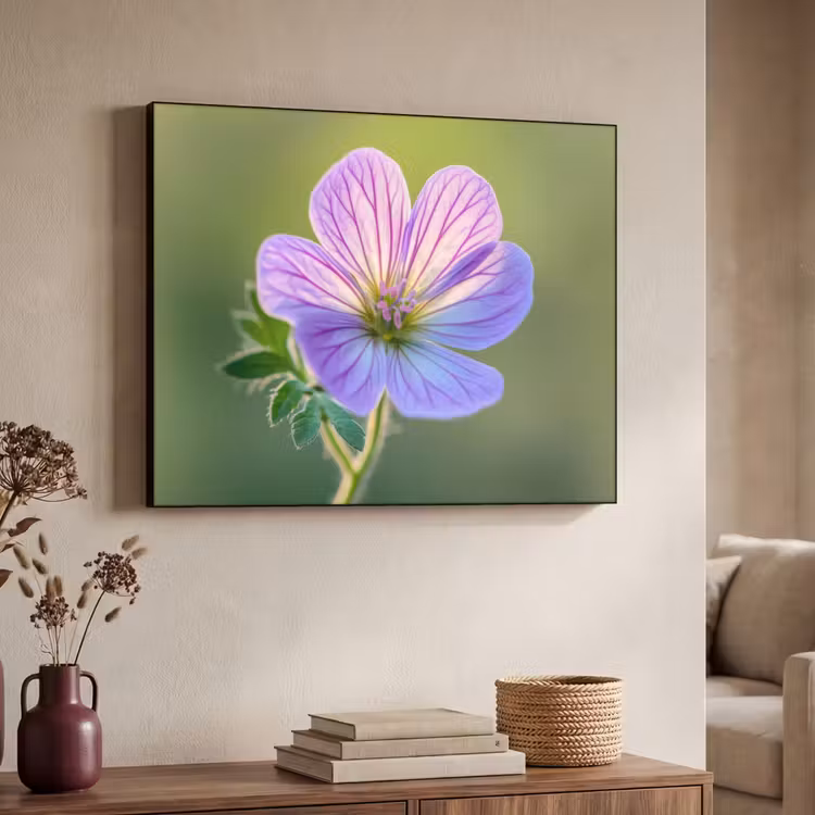 Bloem - Close up - Paars Textielframe - compleet frame klein -sfeer3