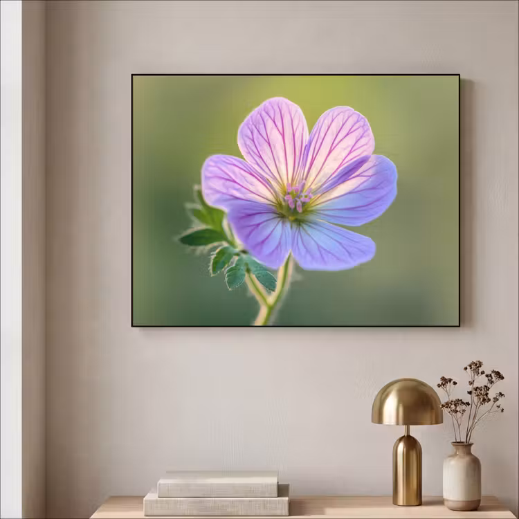 Bloem - Close up - Paars Textielframe - compleet frame klein -sfeer2