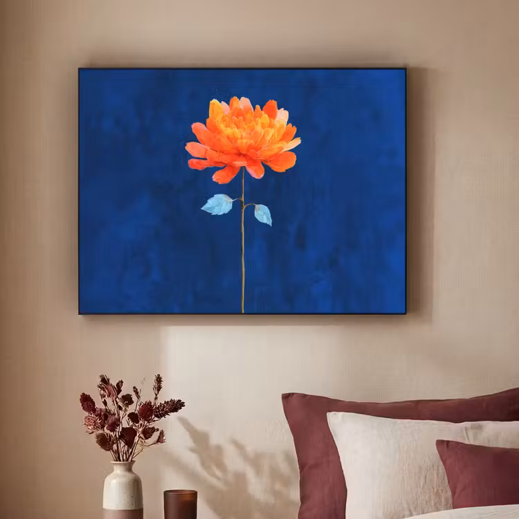 Bloem - Oranje - Bladeren Textielframe - compleet frame klein -sfeer1