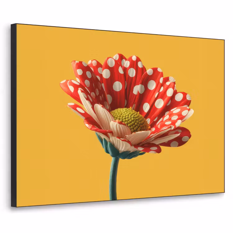 Bloem - Rood - Stippen Textielframe - compleet frame klein -3d