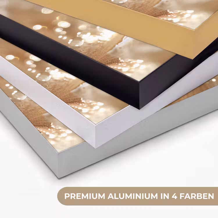 Bloem - Wit - Glitter - Goud - Modern Textielframe zwart klein -USP_kleurenDE
