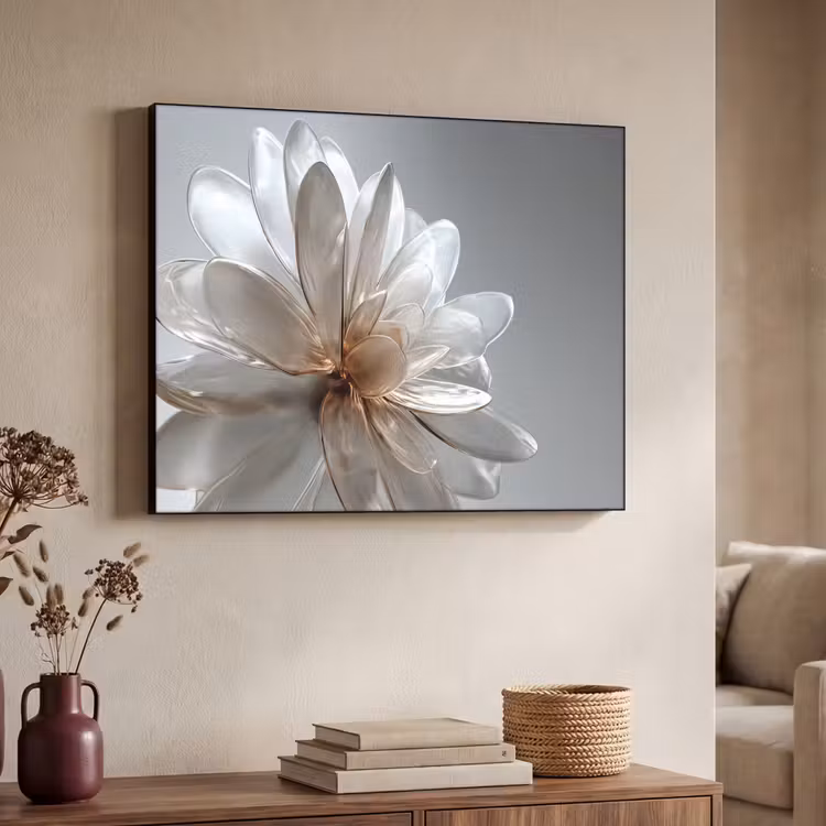 Bloem - Wit - Neutraal Textielframe zwart klein -sfeer3