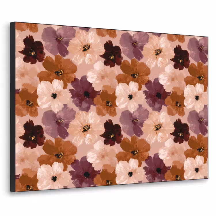 Bloemen - Abstract - Aardetinten Textielframe zwart klein 947 -3d
