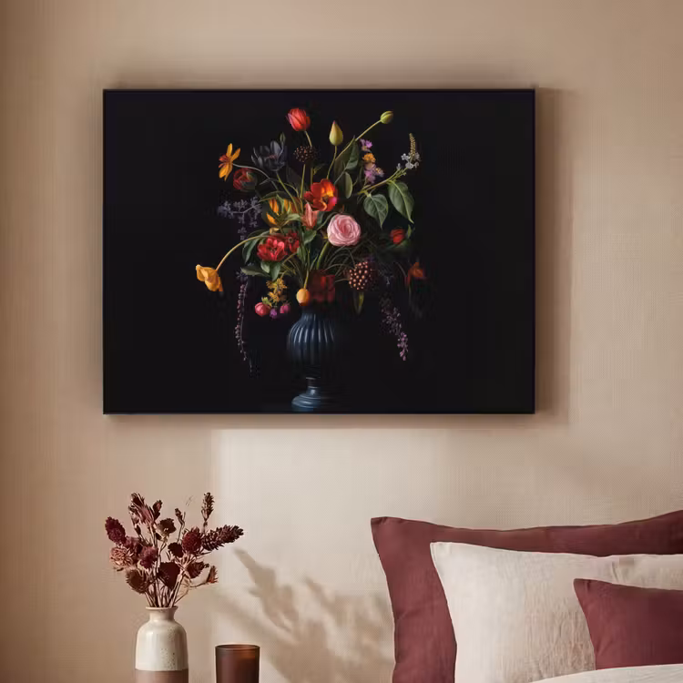 Bloemen - Bessen - Klassiek Textielframe zwart klein -sfeer1