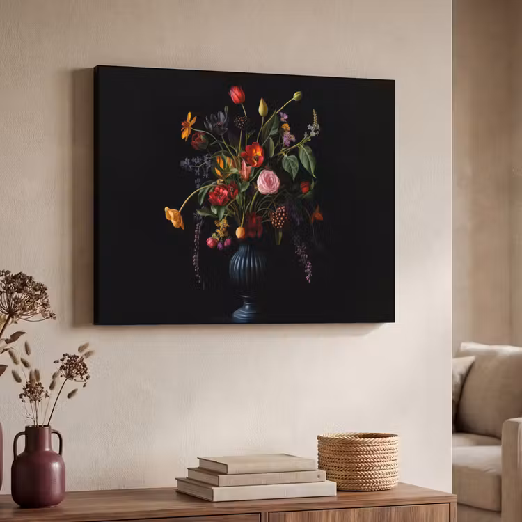 Bloemen - Bessen - Klassiek Textielframe zwart klein -sfeer3