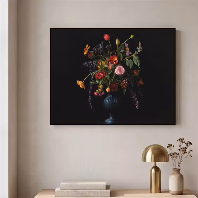 Bloemen - Bessen - Klassiek Textielframe zwart klein -sfeer2
