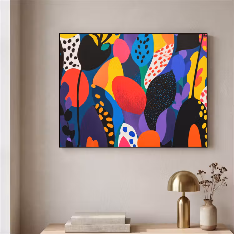 Bloemen - Bladeren - Abstract - Rood Textielframe - compleet frame klein -sfeer2