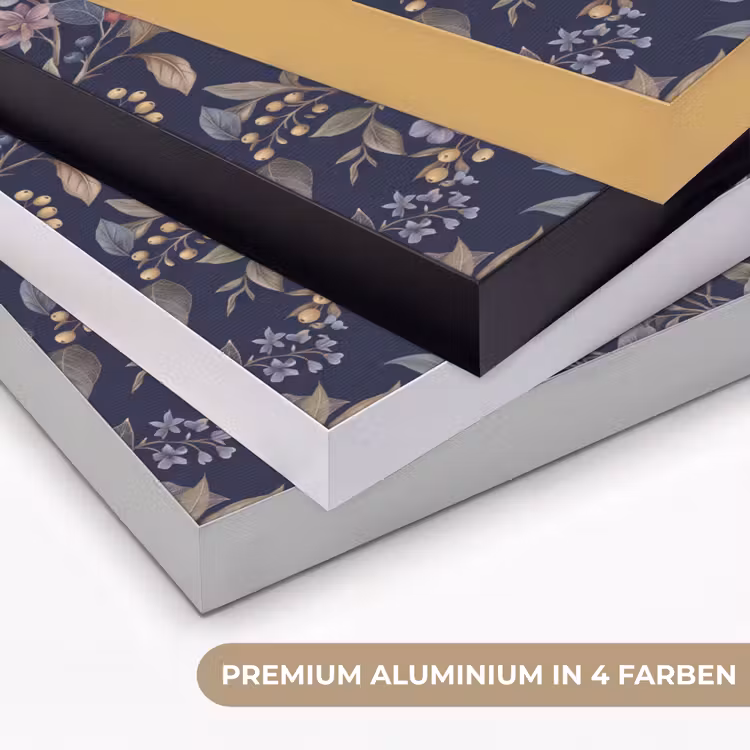 Bloemen - Bladeren - Patroon - Botanisch - Donkerblauw Textielframe zwart klein -USP_kleurenDE