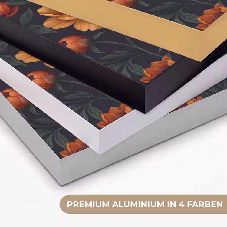 Bloemen - Bladeren - Natuur - Modern - Oranje Textielframe zwart klein -USP_kleurenDE