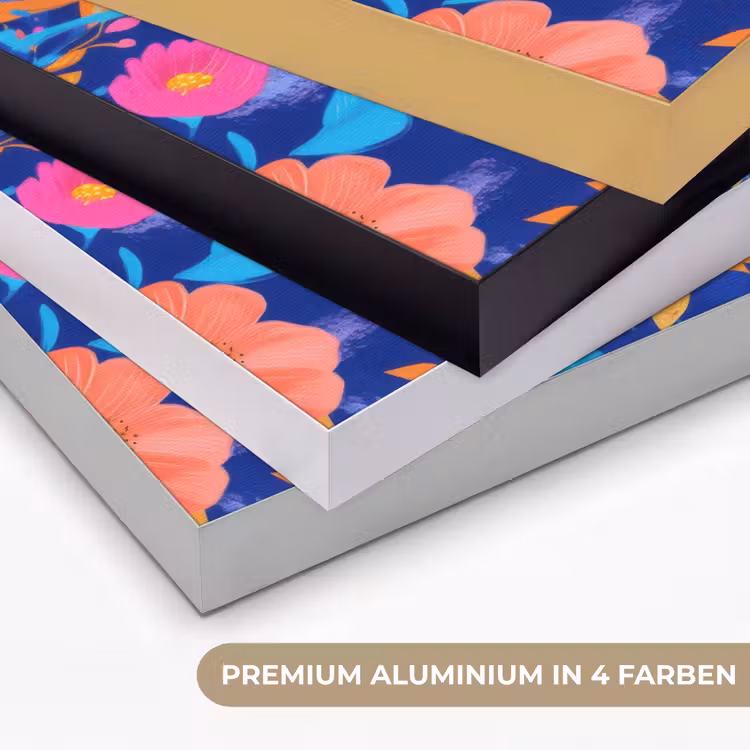 Bloemen - Blauw - Roze Textielframe zwart klein -USP_kleurenDE