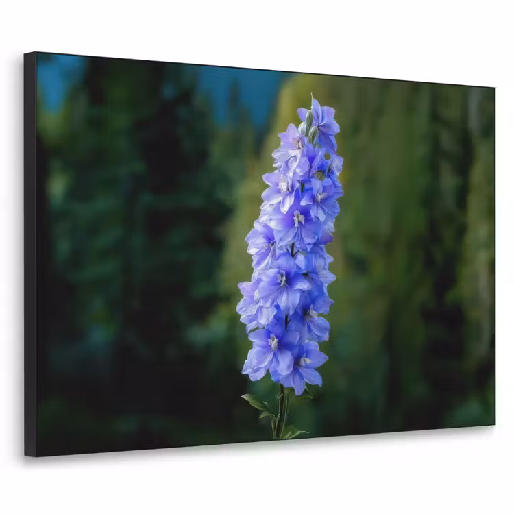 Bloemen - Blauw - Dennenboom Textielframe - compleet frame klein -3d